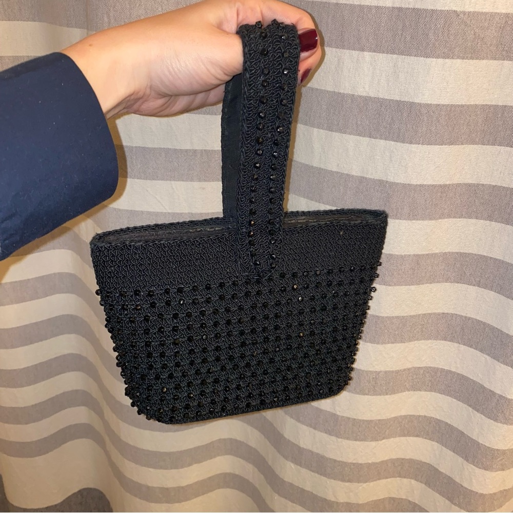 Beaded black evening bag - vintage